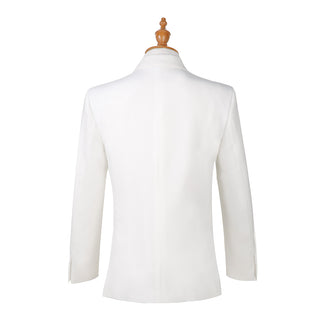 Joseph Michael 29105 White Slim Fit Peak Lapel Vested Suit - Fabric Detail