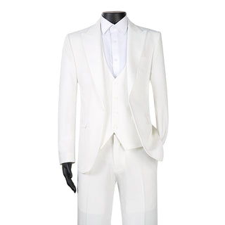 Joseph Michael 29105 White Slim Fit Peak Lapel Vested Suit - Trouser View