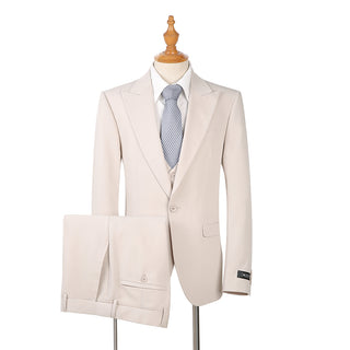Joseph Michael 29105 Khaki Slim Fit Peak Lapel Vested Suit - Side View