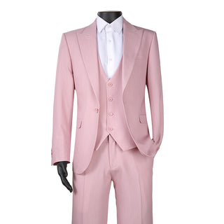 Joseph Michael 29105 Blush Slim Fit Peak Lapel Vested Suit - Vest View