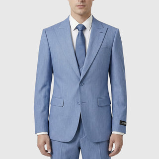 Joseph Michael 29105 Denim Slim Fit Peak Lapel Vested Suit - Front View