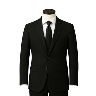 100% Wool 2 Button Slim Fit Black Suit