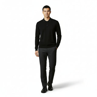 Jm2255 Black Long Sleeve Polo