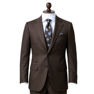 100% Wool 1 Button Notch Lapel Modern Fit Brown Suit