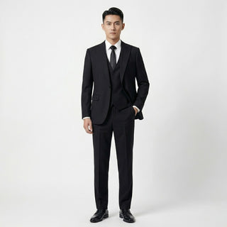 Joseph Michael 29105 Black Slim Fit Peak Lapel Vested Suit - Side View