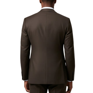 100% Wool 2 Button Peak Lapel Modern Fit Brown Suit