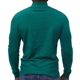 Hunter Green Quarter-Zip Traditional Fit Pullover Sweater
