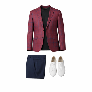 Joseph Michael Men's Berry Big Plaid Modern Fit Sport Coat