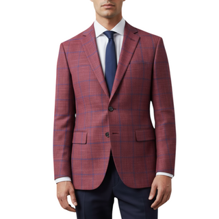 Joseph Michael Men's Berry Big Plaid Modern Fit Sport Coat