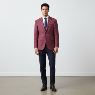 Joseph Michael Men's Berry Big Plaid Modern Fit Sport Coat