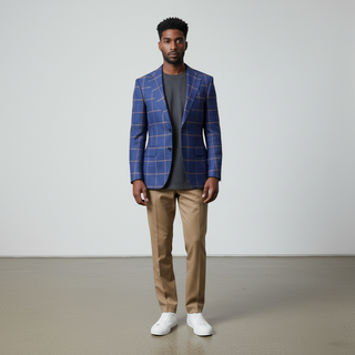 Big Plaid Modern Fit Sportcoat - Navy