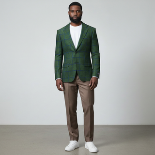 Joseph Michael Men's Green Big Plaid Modern Fit Sport Coat