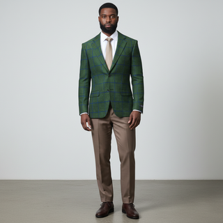 Joseph Michael Men's Green Big Plaid Modern Fit Sport Coat