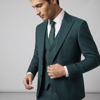 Ideal Men's Forest Green 3-Piece Slim Fit Vested Suit - Peak Lapel - alternate view