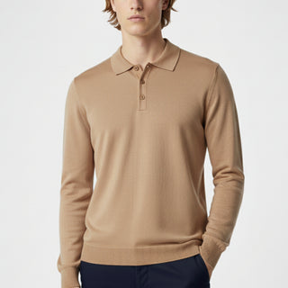 Jm2255 Camel Long Sleeve Polo