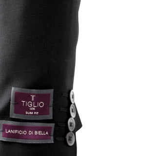 100% Wool 2 Button Slim Fit Black Suit