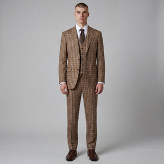 Joseph Michael Modena Men's Copper 3-Piece Plaid Suit