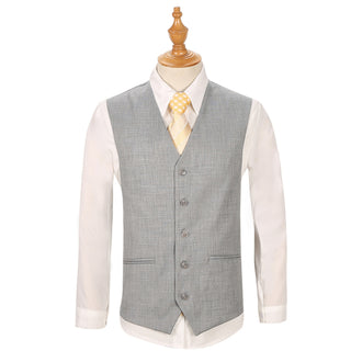 Stone Grey Vested Sharkskin Suit