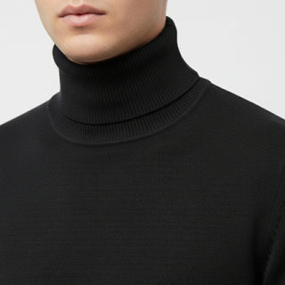 Black Traditional Fit Turtleneck Sweater