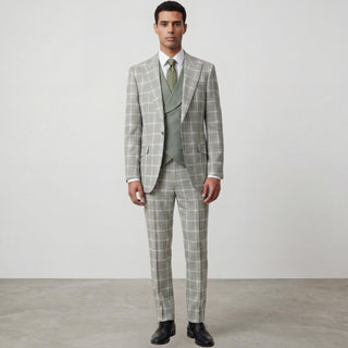 Joseph Michael Diego 43-18841-12 Mint 3Pc Plaid Suit - Detail View