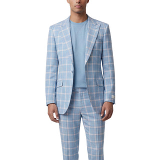 Joseph Michael Diego 43-18841-13 Aqua 3Pc Plaid Suit - Side View