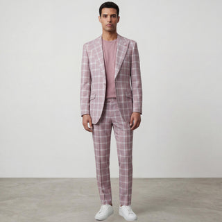 Joseph Michael Diego 43-18841-14 Mauve 3Pc Plaid Suit - Back View