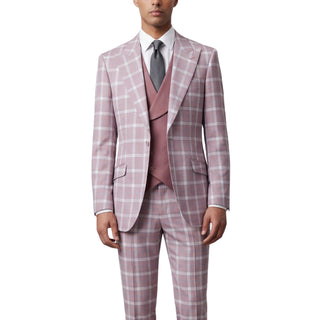 Joseph Michael Diego 43-18841-14 Mauve 3Pc Plaid Suit - Close Up
