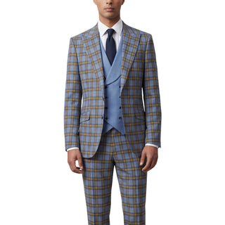 Joseph Michael Ava 43-19005-51 Indigo 3Pc Plaid Suit - Front View