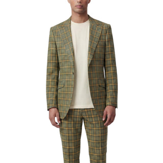 Joseph Michael Ava 43-19005-54 Olive 3Pc Plaid Suit - Side View
