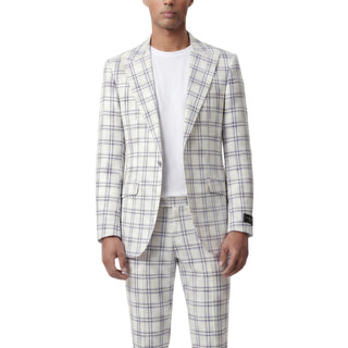 Sergio 43-19006-61 White Pino Baldini 3Pc Plaid Suit - Side View
