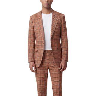 Sergio 43-19006-63 Salmon Pino Baldini 3Pc Plaid Suit - Side View