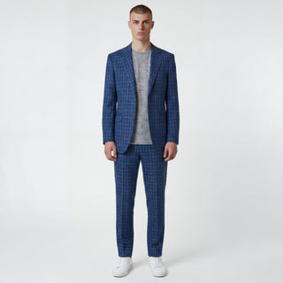 Joseph Michael Modena Men's Blue 3-Piece Plaid Suit