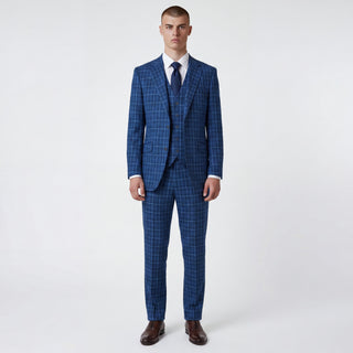 Joseph Michael Modena Men's Blue 3-Piece Plaid Suit