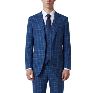 Joseph Michael Modena Men's Blue 3-Piece Plaid Suit