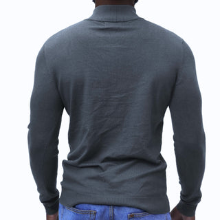 Charcoal Quarter-Zip Traditional Fit Pullover Sweater