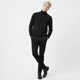 Black Traditional Fit Turtleneck Sweater
