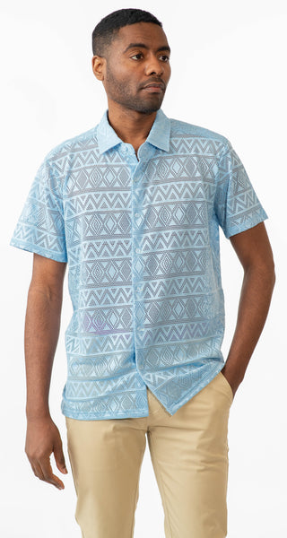 Stretch Crochet Knit Shirt