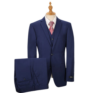 Ink Blue Vested Sharkskin Suit