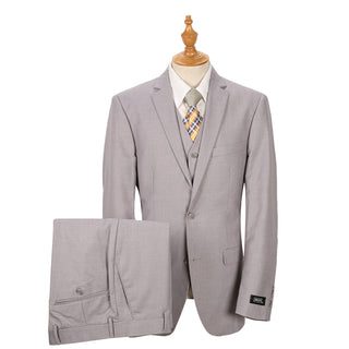 Grey Vested Sharkskin Suit
