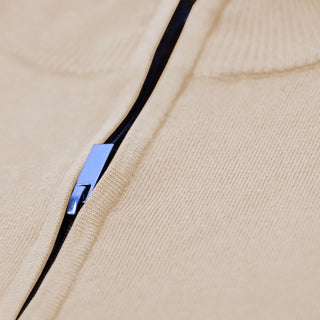 Camel Quarter-Zip Traditional Fit Pullover Sweater