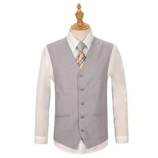 Grey Vested Sharkskin Suit