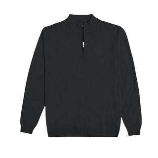 Black Quarter-Zip Traditional Fit Pullover Sweater