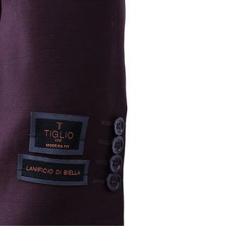 100% Wool 2 Button Modern Fit Burgundy Suit