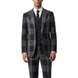 Venus 5-17170-2 Black Pino Baldini 3Pc Plaid Suit - Front View