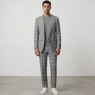 Joseph Michael Oliver 5-190599-90 Black 3Pc Plaid Suit - Back View