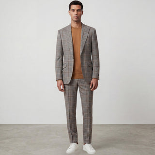 Joseph Michael Oliver 5-190599-91 Gray 3Pc Plaid Suit - Back View