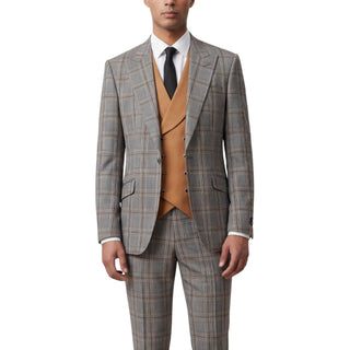 Joseph Michael Oliver 5-190599-91 Gray 3Pc Plaid Suit - Front View