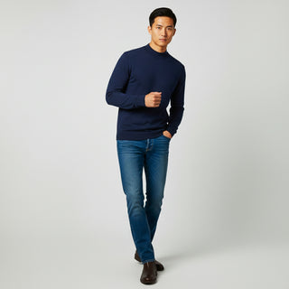 Navy Traditional Fit Mockneck Sweater