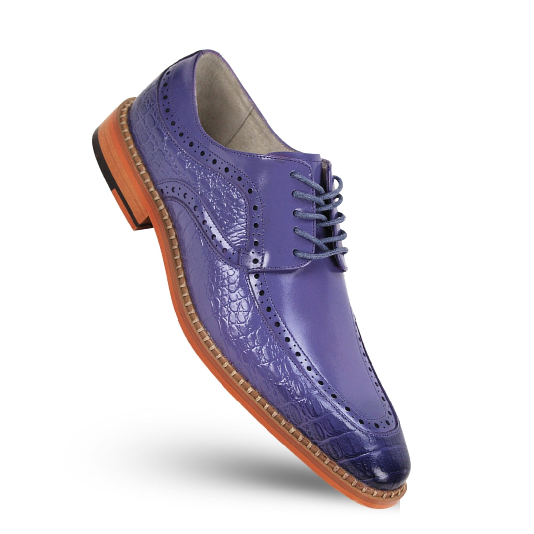 GIOVANNI Terence Lavender Brogue Dress Shoes Men's Leather Croc Embossed Formal Oxfords Size 11
