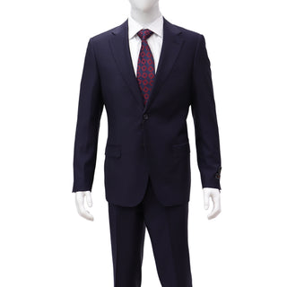 100% Wool 1 Button Notch Lapel Modern Fit Blue Suit
